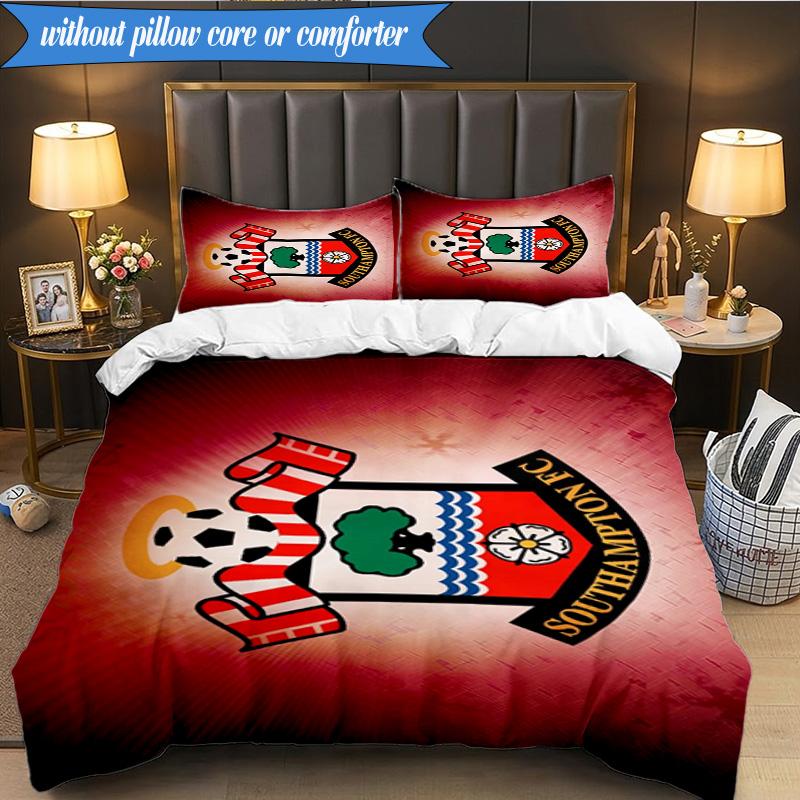 3PCS Fc Crest Design Printed Soft Bedding Set,Including 1pc Duvet Cover And 2pcs Pillowcases Perfect for Bedroom, Dormitory, Fan gift