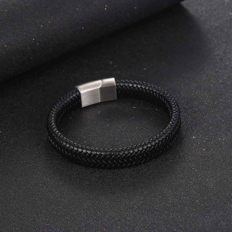 Новый мужской браслет из грубой кожи - плетение из веревки для рук
