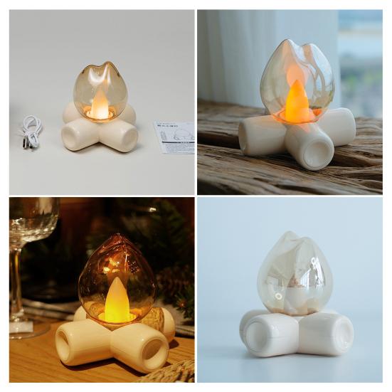 Реалистичная лампа-пламя, настольная лампа с эффектом мерцающего огня, USB-ночник для костра, настольная лампа в винтажном стиле для декора спальни