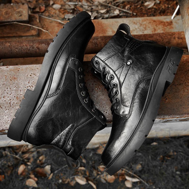 FashionHigh Quality Male Comfort High Top Walking Shoes Genuine Leather Male Casual Ankle Boots Luxury Brand Warm Winter Boots for Men