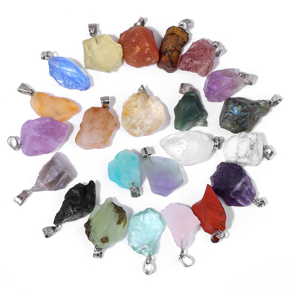 5pcs Irregular Raw Natural Stone Pendant Agates Quartz Crystal Pendant for Jewelry Making DIY Necklace Earrings Accessories