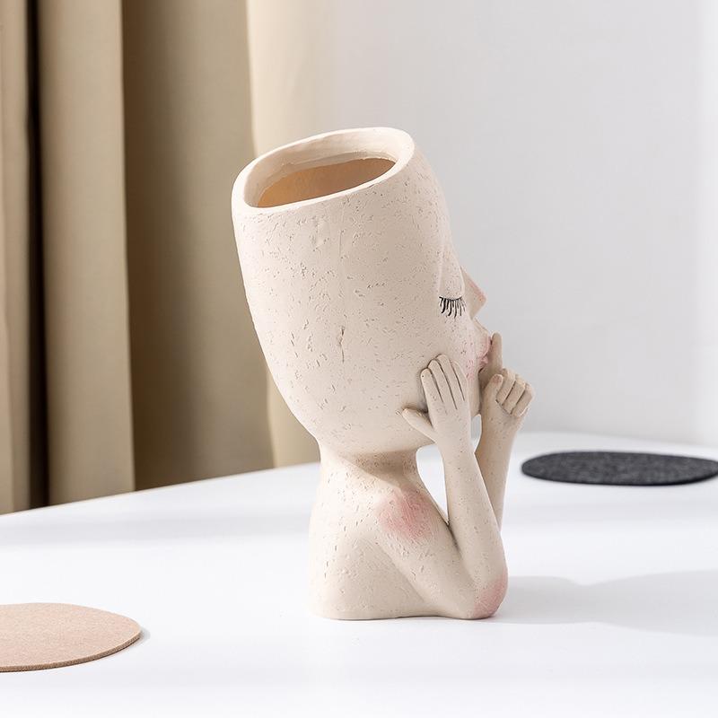 Суккулентный креативный кукольный цветочный горшок, зеленое растение персонализированное украшение, цветочный горшок из смолы