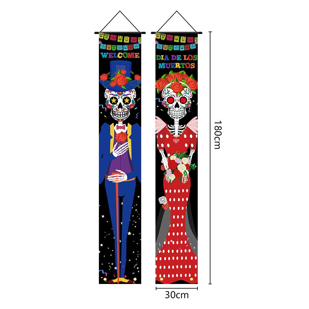 Хэллоуин Мексиканский День Мертвых Вечеринка Крыльцо Подвесной Дверной Занавес Баннер Подвесной Знак Крыльцо Домашний Хэллоуин Украшения Инструменты