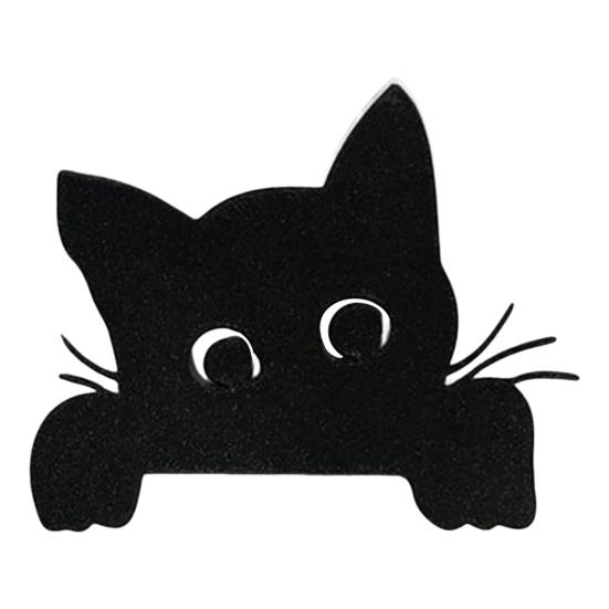Металлическая накладка на дверь в виде кота, двусторонняя, декоративная на Хэллоуин, Рождество, настенная вывеска в виде котенка
