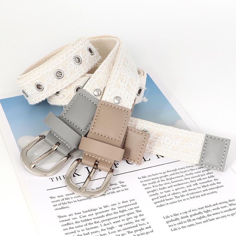 Korean Niche Retro Decorative Belt Metal Pin Buckle Lace Waist Belt For Jeans