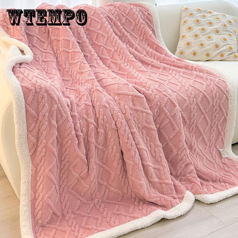 1 шт. Двухслойное утолщенное вязаное покрывало с узором Мягкое пушистое одеяло для домашнего декора