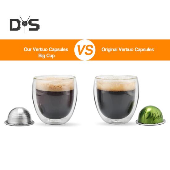 Многоразовые кофейные капсулы из нержавеющей стали для Nespresso VertuoPlus Заправляемые капсулы для машин VertuoLine Экономящие деньги кофейные капсулы из нержавеющей стали