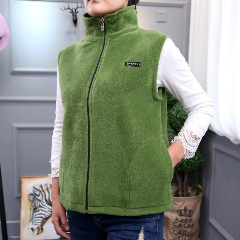 Plus Size Autumn Women Polar Fleece Fabric Vest Large Sleeveless Jacket Fashion Zipper