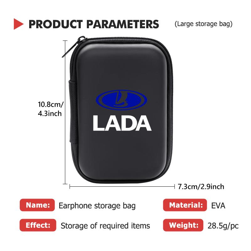 Mini Earphone Case Portable Mini Zipper Headphone Bag Storage Box Accessories For Lada Xray Granta Priora Sedan Sport Kalina