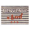 [Q8141] - Straw Doormat 'Messages' Beige Black (Welcome Aboard) - 60x40 Cm