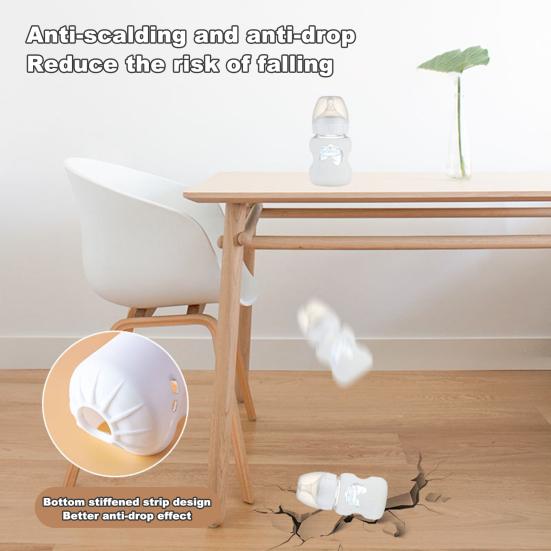 3 Pcs Silicone Bottle Sleeves 120ml/240ml Baby Bottle Holder Anti-slip BPA Free Insulation Sleeve for Glass Baby Bottle