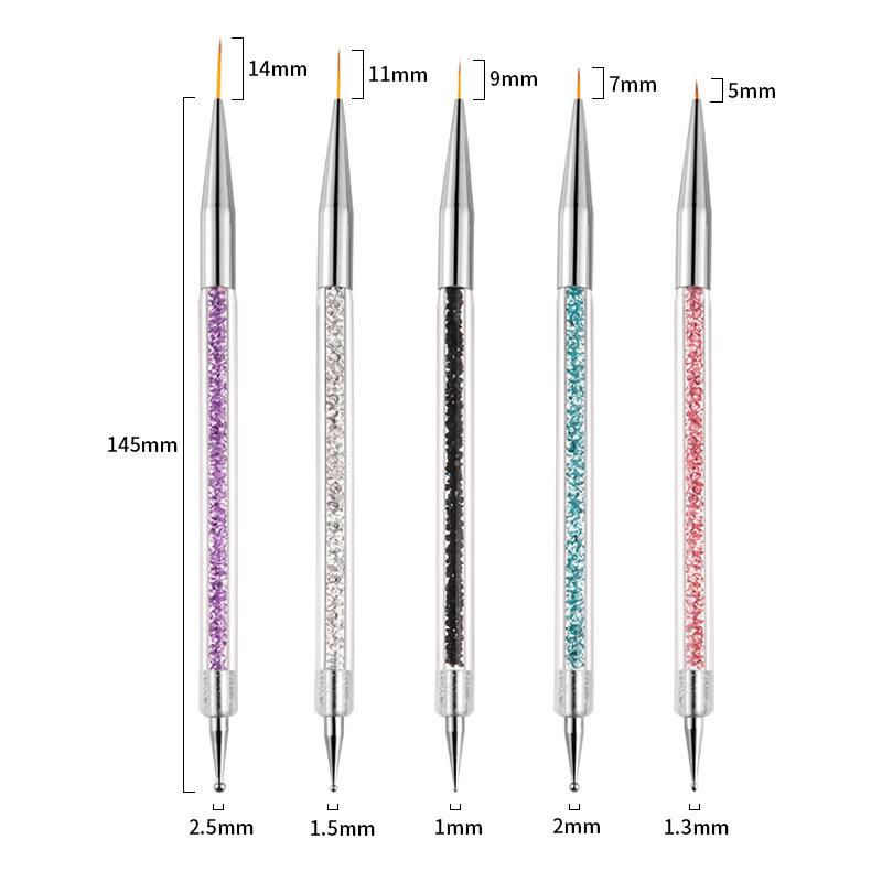 5 Pcs/set Nail Art Pen Set Double-head Point Drilling Pen Drawing Line Pen Nail Art Brush Set