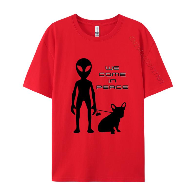 We Come In Peace Alien French Bulldog Tshirt Funny Fitted Puppy Lovers T Shirts Men Anime Printed Vintage Tee Tops Cotton