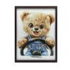 Smiling Teddy Bear Behind The Steering Wheel Smiling Teddy Bear Behind The Steering Wheel, 50X70 Cm, Black Aluminum Frame, 230 Gsm Matte Paper
