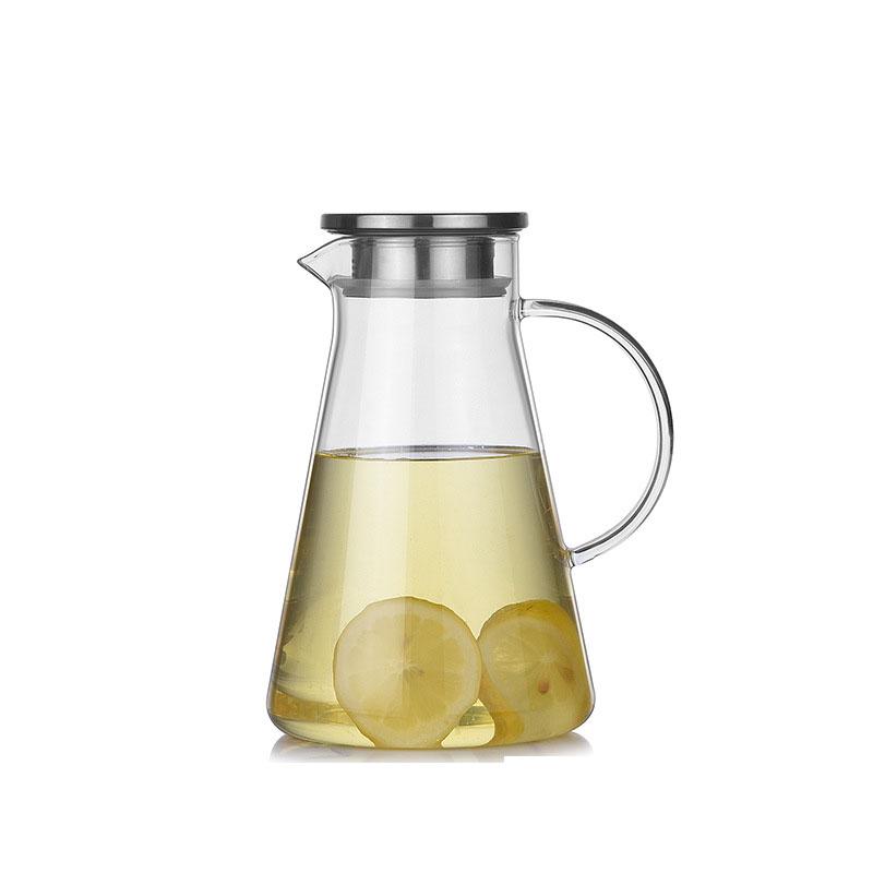 1pcs Glasses Cold Water Bottle Kitchen Kettle Jars Heat Resistant Glass Water Pitcher Coffee Tea Pot Transparent Decanter Jug