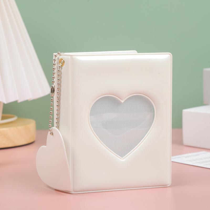 Solid Color 3-inch Photo Album Album Love Hollow Photocard Holder With Heart Pendant Kpop Idol Cards Collect Book Polaroid Album
