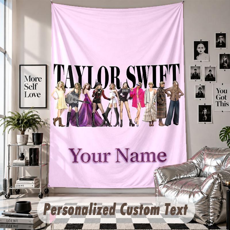 Wall Hanging Tapestry With Custom Name & Text, Taylor Swift Decorative Tapestry For Bedroom