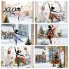 Floor to Ceiling Glass Stickers Christmas Ballet Girl Static Window Clings, Removable Xmas Decals, Winter Non Adhesive Residue Film Ballerina Elf for