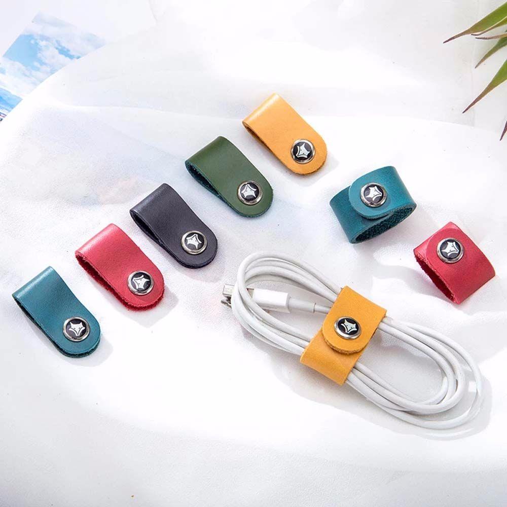 Organizer Cable Strap Cable Clip Winder Straps Cowhide Leather Cord Cable Holder Tidy Storage Cable