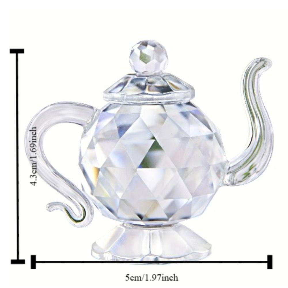 Clear Crystal Teapot Figurine Teapot shape Glass Teapot Teapot Sculpture Ornament Wedding Gift