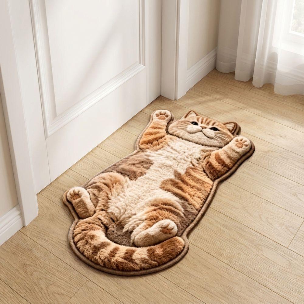 2D Home Decor Carpet Non-Slip Cartoon Carpet Soft Cat-Shaped Area Rug Living Rooms
