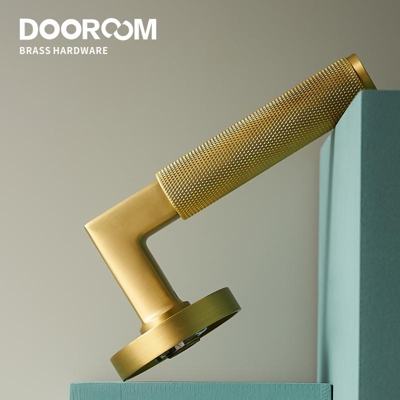 DOOROOM латунная накатанная поворотная защелка с ключом-барашком, рычажная ручка, цилиндровый ключ, эскуссон, замок для проходной комнаты