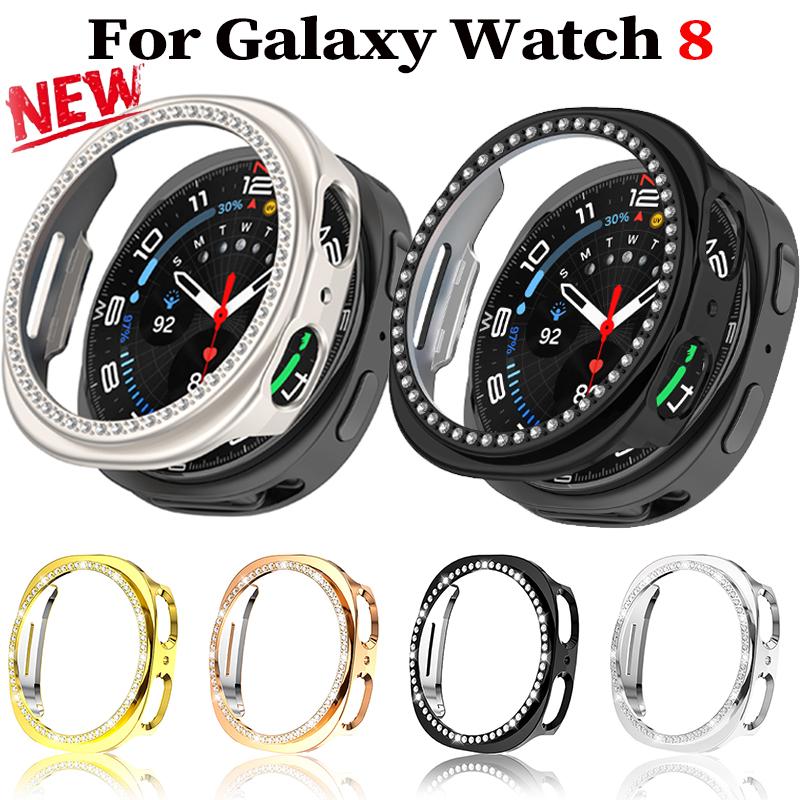 Блестящий чехол для Samsung Galaxy Watch 8 Алмазный бампер с полым защитным чехлом из поликарбоната для Samsung Galaxy Watch 8 40 мм 44 мм