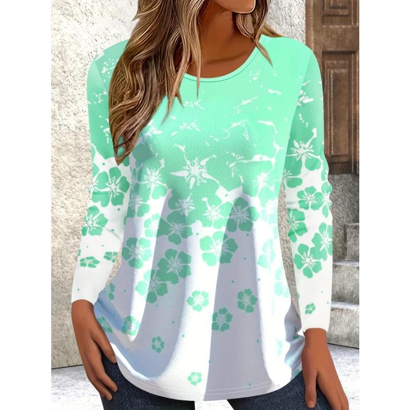 Vintage Leaves Floral 3D Print O-Neck Long Sleeve T-Shirt Fashion Women Clothing Casual Y2k Clothes Harajuku Female Clothing