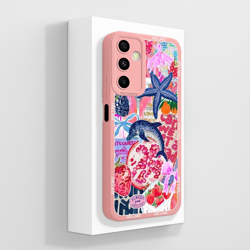 Чехол для Samsung M36 M55 M56 A25 A26 A17 F56 Красивый чехол для телефона с масляной живописью и цветами, Защитная пленка для экрана, Мягкий бампер, Пылезащитная крышка для корпуса Samsung