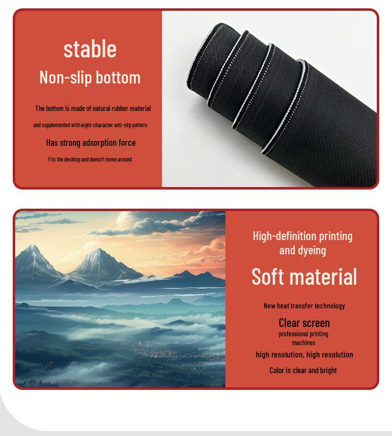 Extra Large Washable Mouse Pad - Aurora Landscape & Sunset Clouds Design, Thickened for Office and Gaming Desks