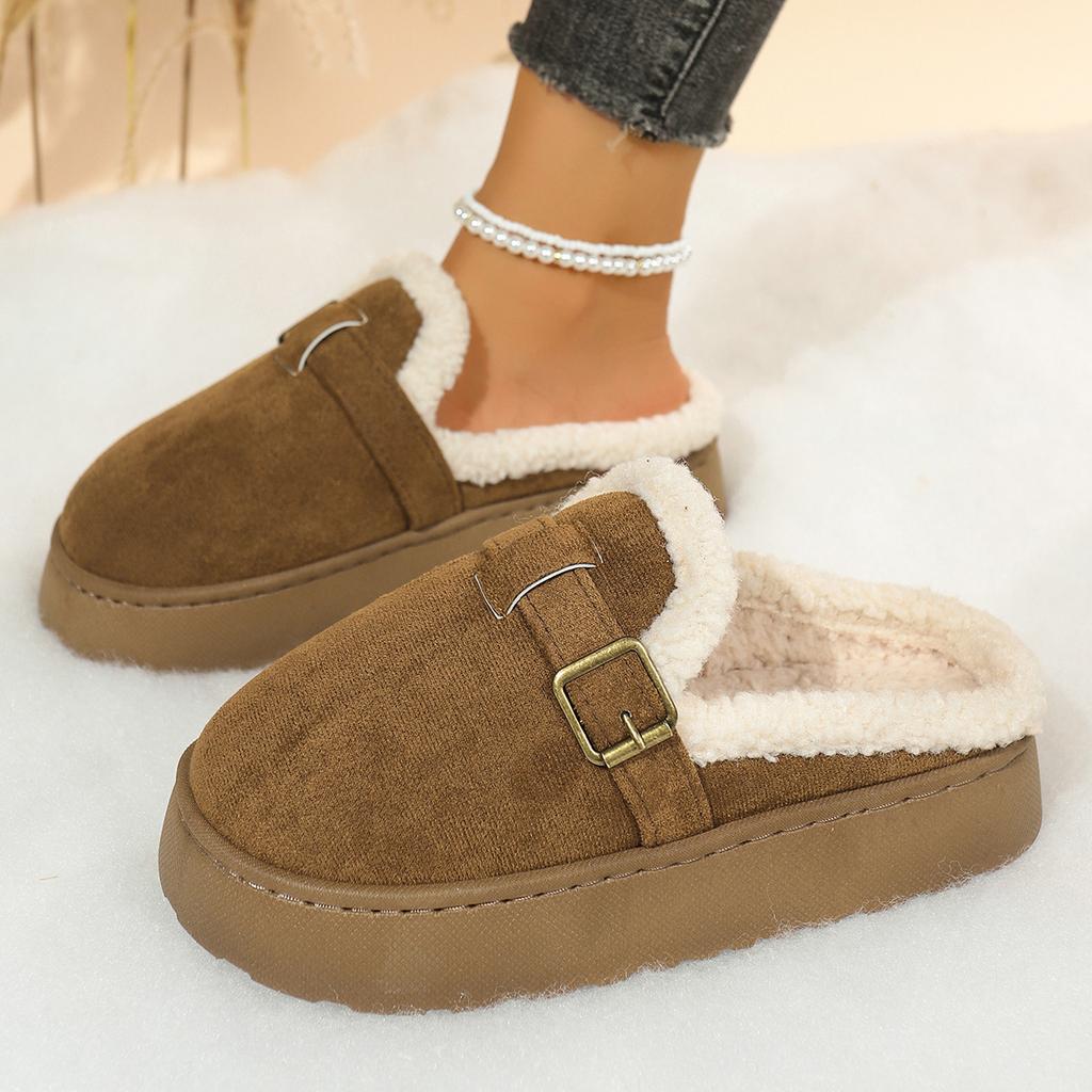 2025 Women Luxury Ankle Slippers Plush Retro Cotton Designer Shoes Women Flat Comfortable Platform Slippers Slides Women