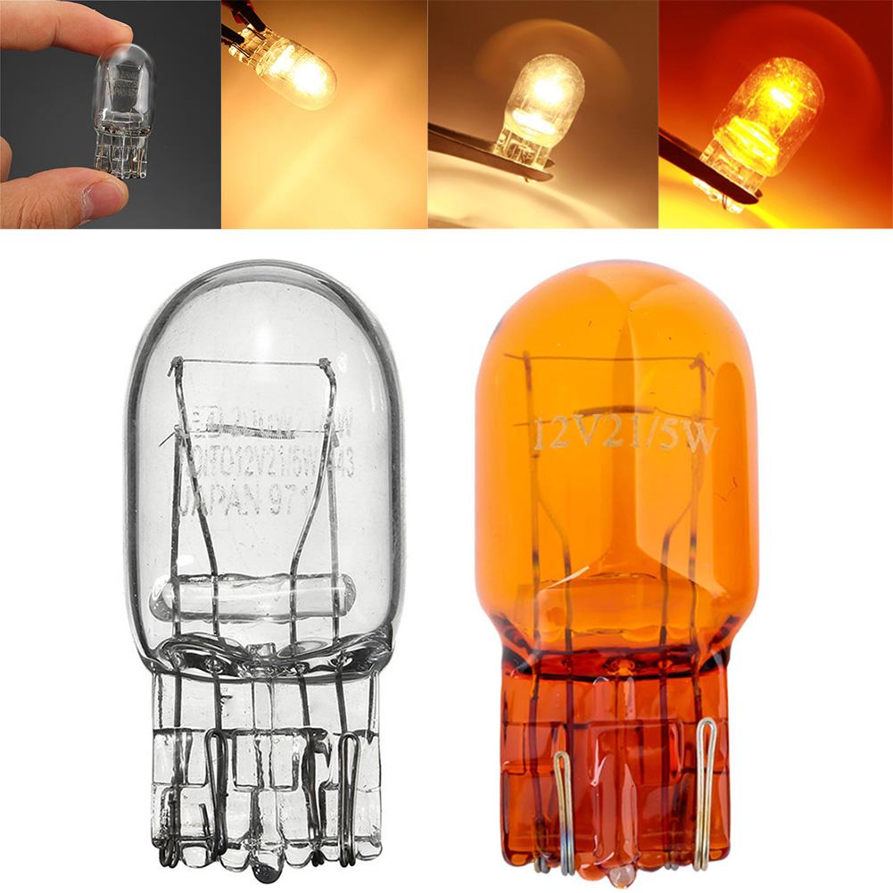 2Pcs T20 Halogen Lamp Glass Daytime Running Light Turn Signal Light Stop Brake Tail Lamp Bulbs 7443 W21/5W