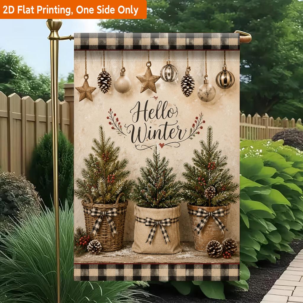 2D Flat - 2D Flat Printing Garden Flag 1pc, Winter Holiday Decoration Durable Single-Sided Print Yard Flag, Garden & Home Holiday Decoration, 29.97X44