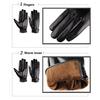 Fashion Winter Gloves Full Palm Touch Screen Warm Pu Leather Windproof Wrist Support Lightweight Cold Weather