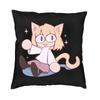 Чехол на квадратную подушку Neco Arc Cat Декор для дома Мультяшный Комикс Игра Подушки Декоративная подушка для автомобиля Двусторонняя печать