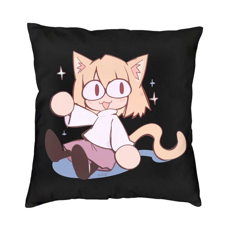 Чехол на квадратную подушку Neco Arc Cat Декор для дома Мультяшный Комикс Игра Подушки Декоративная подушка для автомобиля Двусторонняя печать