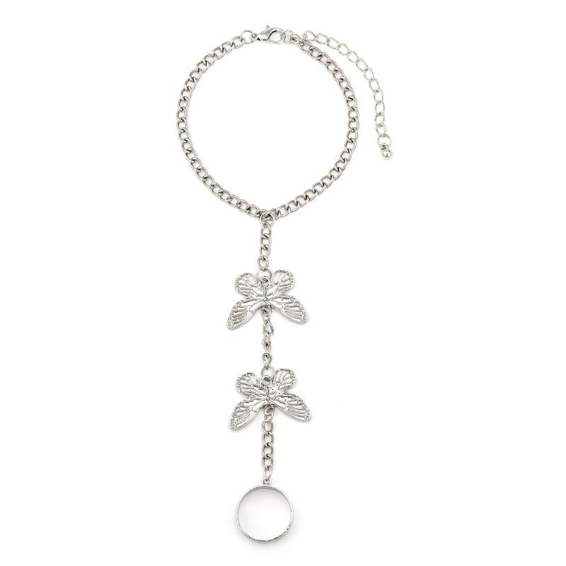 Винтажный панк-браслет-бабочка, звено на запястье, цепочка, кольцо на палец для женщин, готические ювелирные изделия, аксессуары