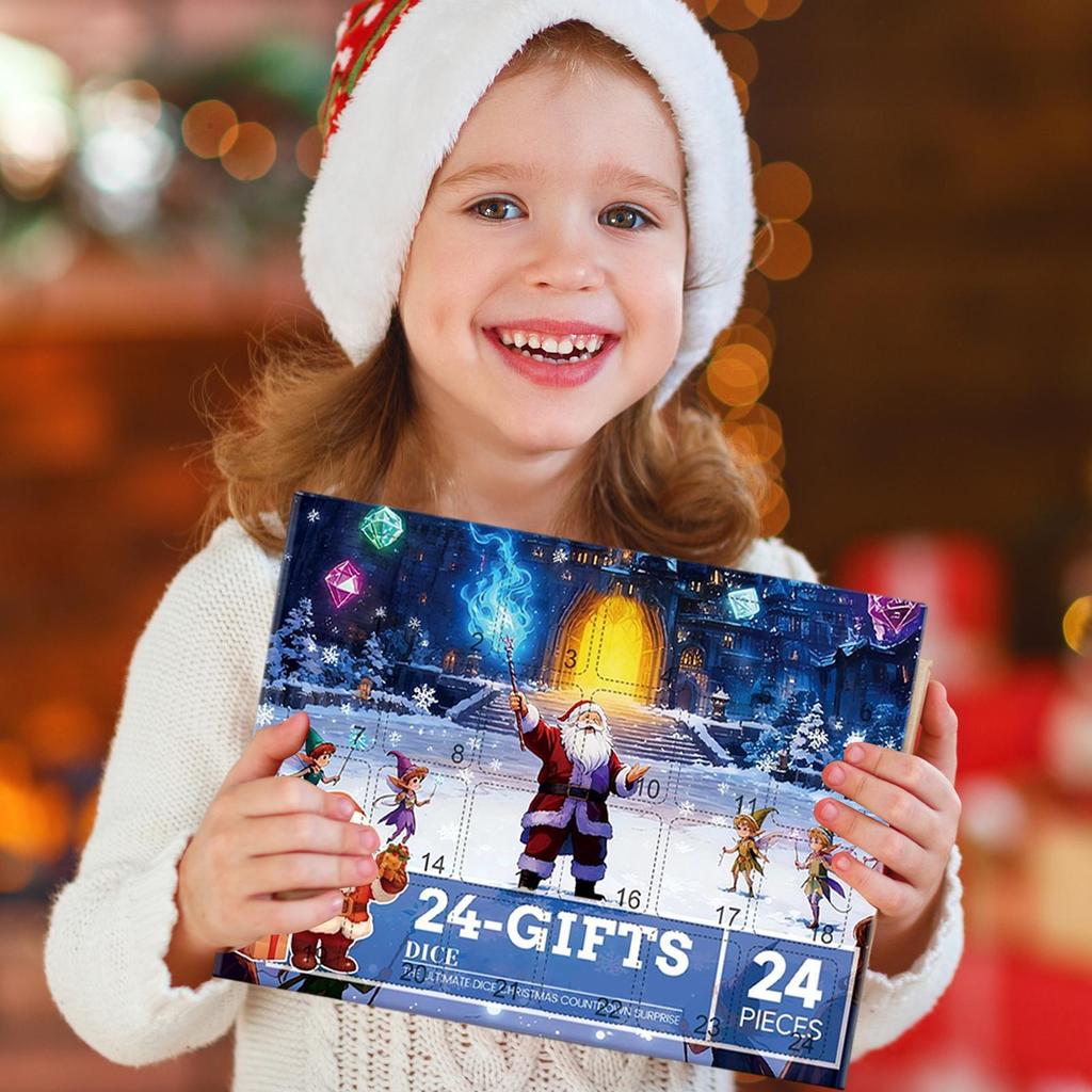 Рождественский Адвент-календарь с кубиками Ассорти Тисненый Настольный игровой набор кубиков Календарь обратного отсчета до Рождества Для семьи мужчин подростков