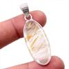 Natural Golden Rutile Gemstone 925 Solid Sterling Silver Jewelry Pendant 2" k5U68