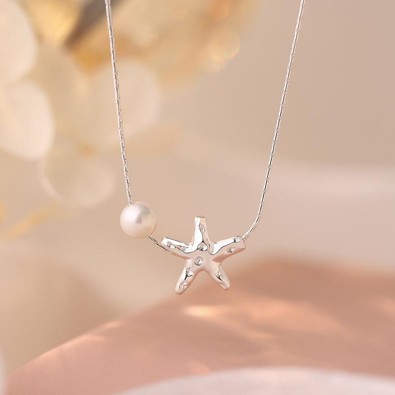 Персонализированное ожерелье из жемчуга с морской звездой на осень и зиму, простая и свежая цепочка для свитера