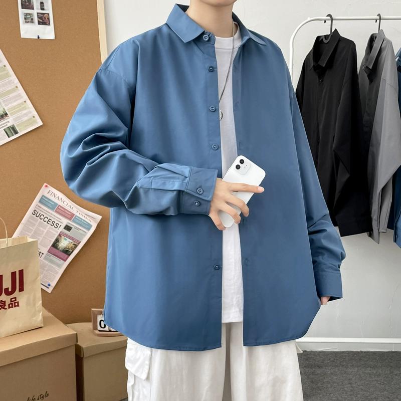 2024 Men White Solid Vintage Shirts Mens Harajuku Fashion Oversize Shirt Male Black Casual Streetwear Blouses Plus Size