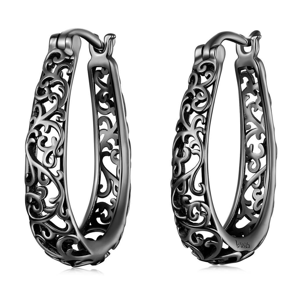 BAMOER Винтажные изысканные серьги-обручи "переплетенная виноградная лоза" из 925 стерлингового серебра