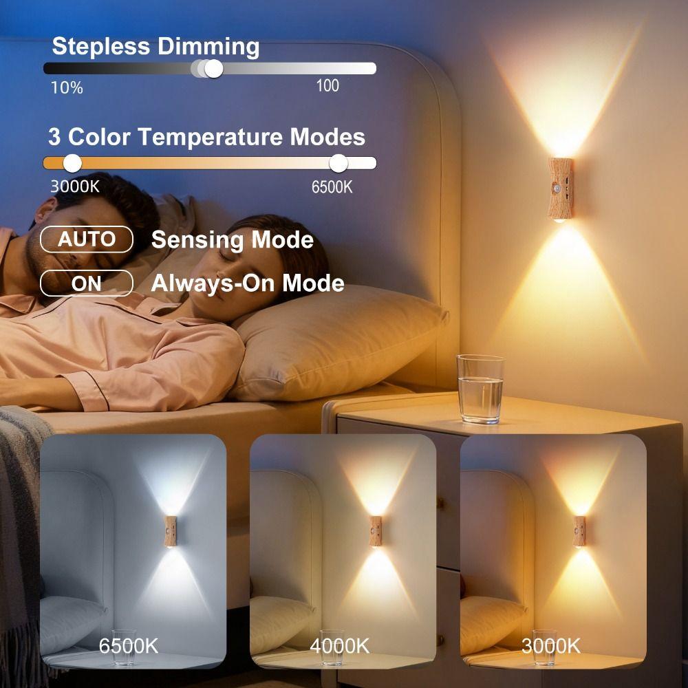 Dual Up Down Lighting PIR Motion Sensor Wall Lamp Waterproof Rechargeable LED Wall Light 3 Color Light Modern Design