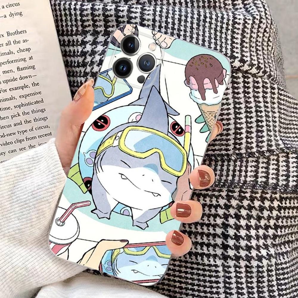 kawaii shark Phone Case For iPhone 15 14 11 12 13 Mini Pro XS Max Cover 6 7 8 Plus X XR SE 2020 Funda Shell