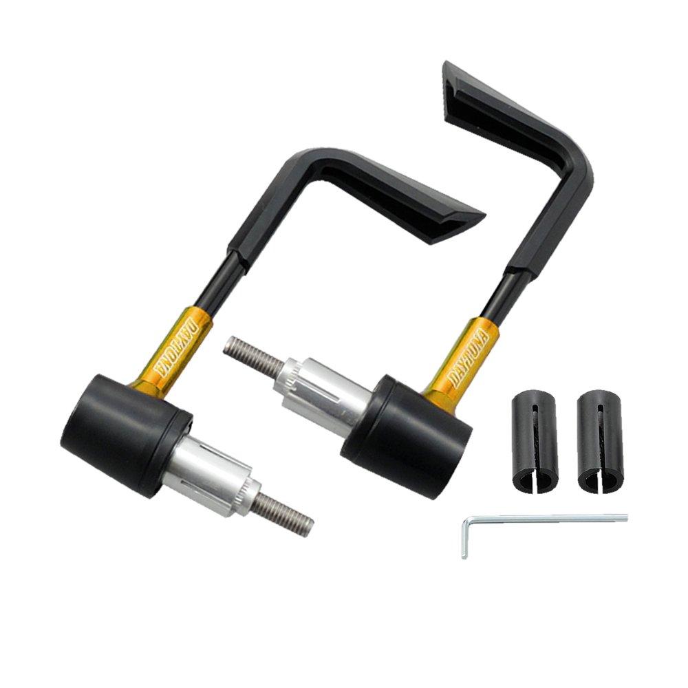 Daytona Motorcycle Lever Universal Fit Handlebars with Inner Diameter Left and Right 92452 Guards, (Fits 14-19mm), Set, Gold,