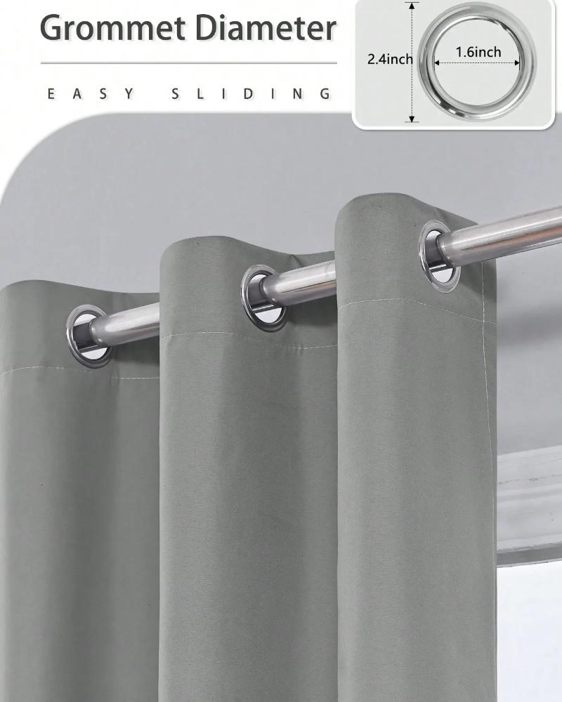 1pc Solid Blackout Curtains with Grommets, Total Privacy Drapes for Bedroom