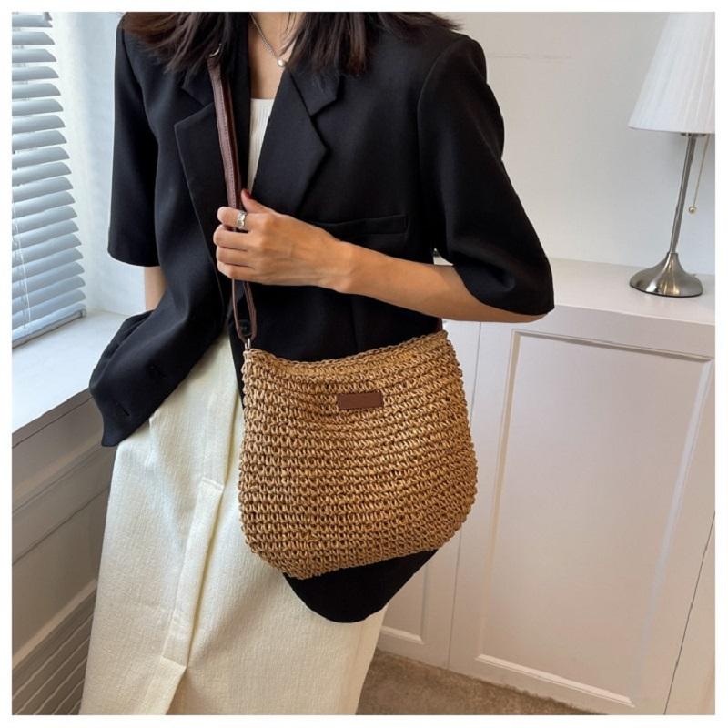Women Fashion Summer Straw Crossbody Bag Beach Holiday Shopping Woven Shoulder Handbag Messenger Purses for Women Bags