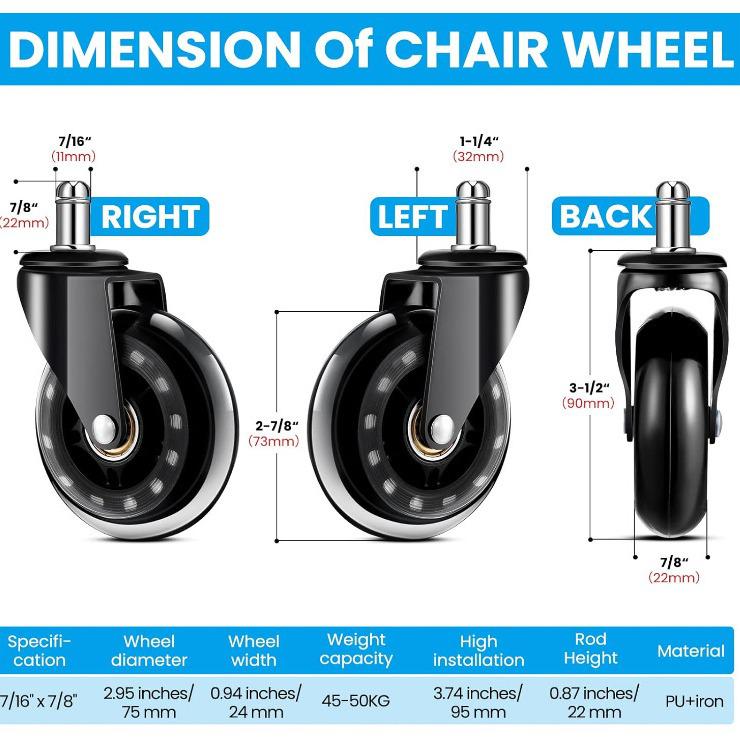Прозрачные колесики для офисного кресла