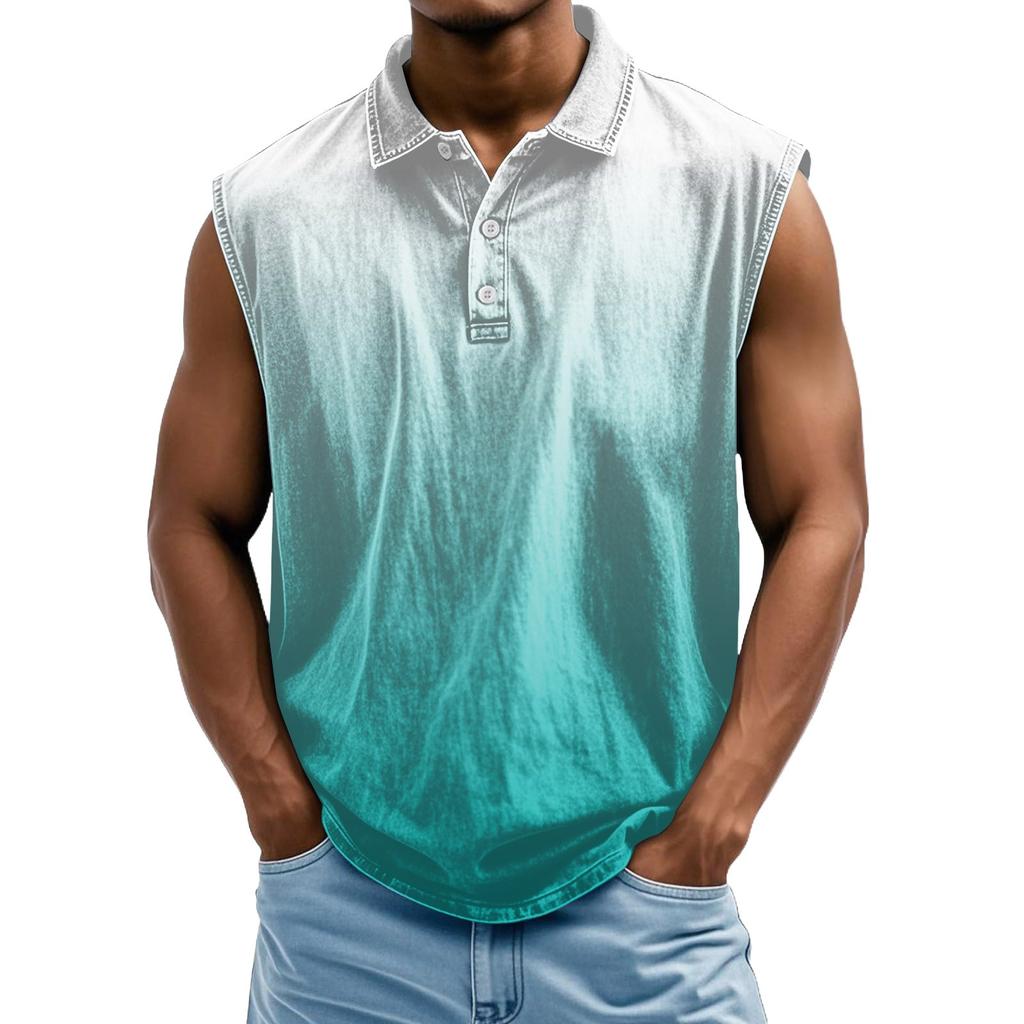 Мужская состаренная рубашка без рукавов с градиентным принтом