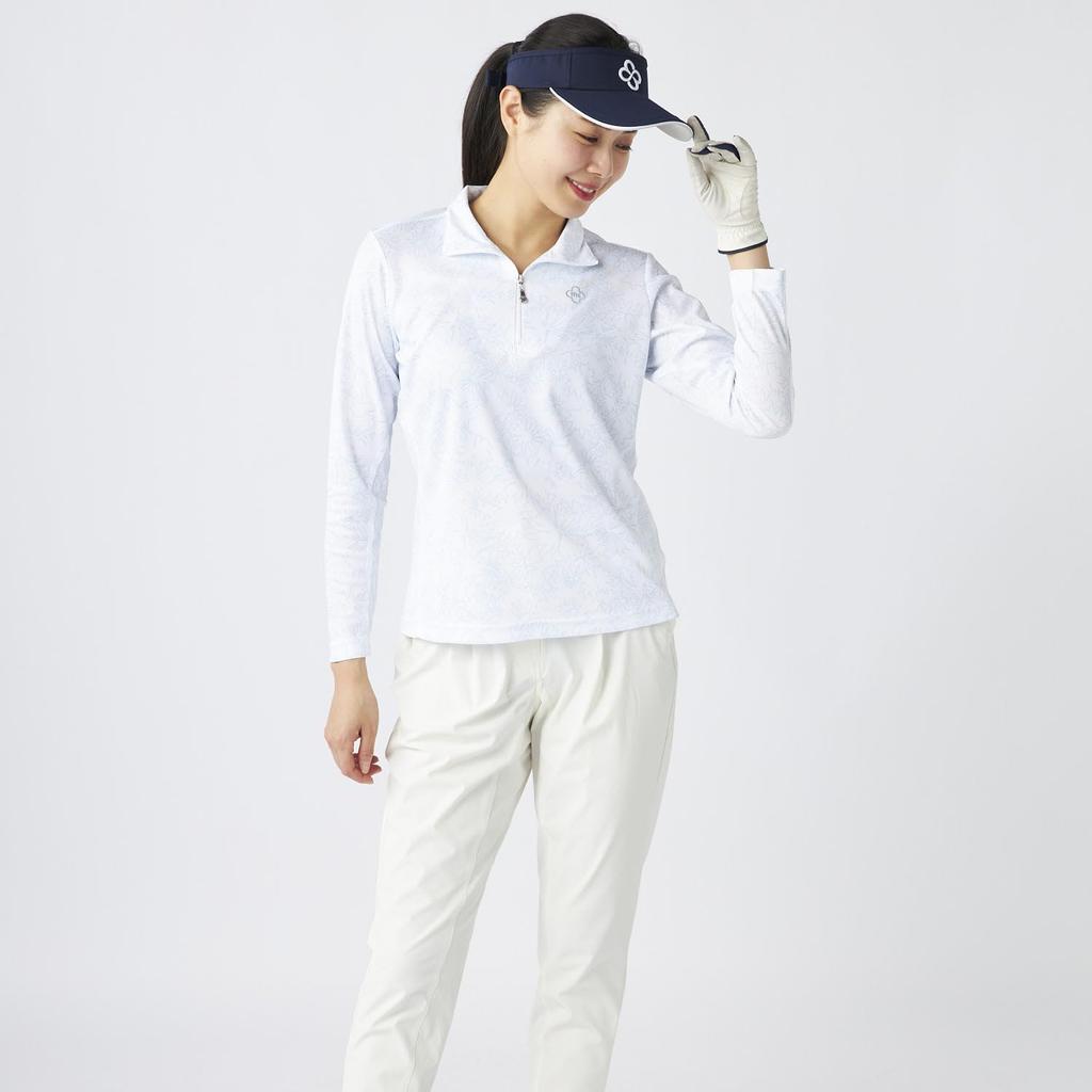 Marie Claire Women's Long Sleeve Half-Zip Shirt, 715572W, Moisture-Wicking, Quick-Drying, UV Protection, White